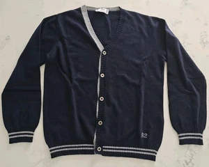 9.2 By Carlo Chionna Boys Navy Blue Sweater Burton Down Cardigan Size 10 - Picture 1 of 10