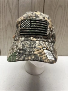 Realtree Edge Camo Strapback Hat Embroidered Flag CAT NWT - Picture 1 of 9