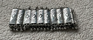 WONDERFUL Vintage Mexican Artisan Ornate Silver Panel Link Bracelet - Picture 1 of 5