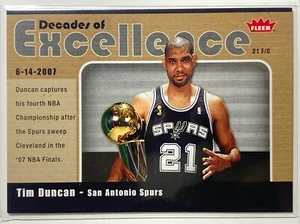 2007-08 Fleer Decades of Excellence Glossy Tim Duncan #20 HOF - Picture 1 of 2