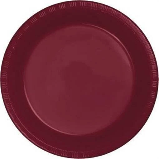 Burgundy 9" Plastic Plates 20 Per Pack Tableware Decorations Party Supplies - Image 1 of 1