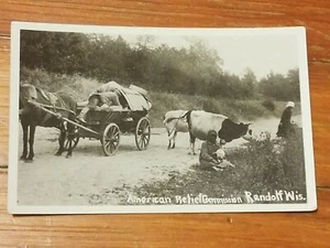 Vintage American Relief Commission Randolf Wis Horse & Buggy Cows People in Road - Picture 1 of 7