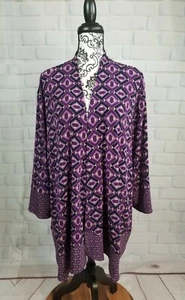 Chico's women's long sleeve stretch knit geo print open front cardigan size 4 b1 - Picture 1 of 11