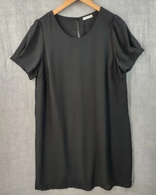 Vestido Soprano Mujer Extra Grande Negro Rayón Cambio Forrado Plisado Manga Corta EE. UU. Foto 1 de 4