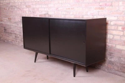 Aparador Paul McCobb Planner Group Mid-Century moderno lacado negro Credenza Foto 1 de 4