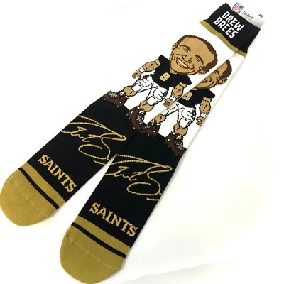 Raro CALCETINES DREW BREES New Orleans Saints NFL Logo Grande Hombres Equipo 10-13 OSFM ADULTO Foto 1 de 2