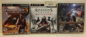 3 PS3 Videospiele Konvolut Dragon's Dogma Uncharted 3 Assassin's Creed Brotherhood - Bild 1 von 8