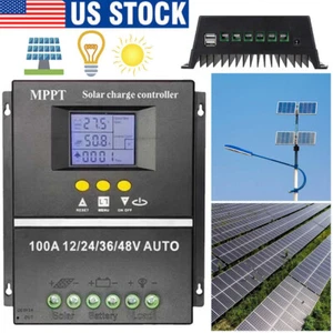 4000W MPPT Solar Charge Controller 100A/12V 24V 36V 48V USB Battery PV Regulator - Picture 1 of 12