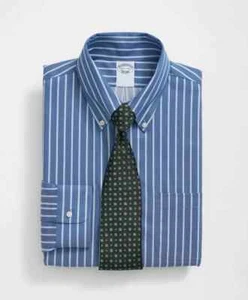 NUEVO Cuello Polo Brooks Brothers Stretch Supima Sarga 17-33 AZUL/100% AUTÉNTICO - Imagen 1 de 4