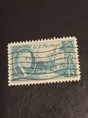 US Stamp Sc# 930 Roosevelt Hyde Park 1c 1946 Green Used - # 4171 - Image 1 of 2