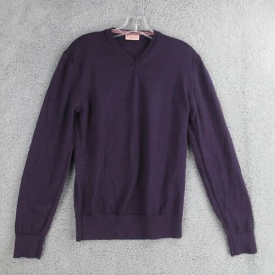 Thomas Pink Sweater Adult Small Purple Casual Jumper V-Neck 100% Merino Wool — 第 1/4 张图片