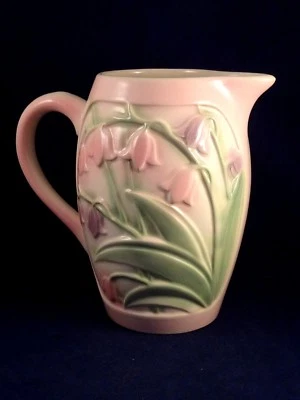 Ancien pot à eau pichet barbotine fleurs muguets 1950 TBE ! - Photo 1/4