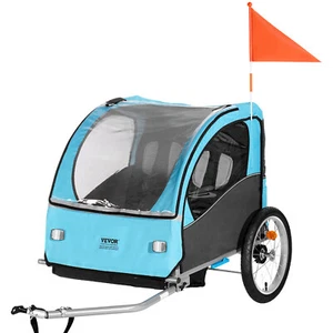 VEVOR Child Bike Trailer Foldable 2 Seater Trailer Double Kids Carrier 50 kg - Picture 1 of 12