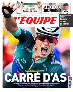 Journal L'EQUIPE TOUR de FRANCE JASPER PHILIPSEN_LUIS ENRIQUES 13 07 2023 ©TBC - Bild 1 von 1