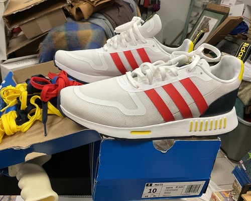 Adidas Uomo Multix Originals Running Taglia 10 Bianco GX8378 Con Scatola (Indossate Una Volta)