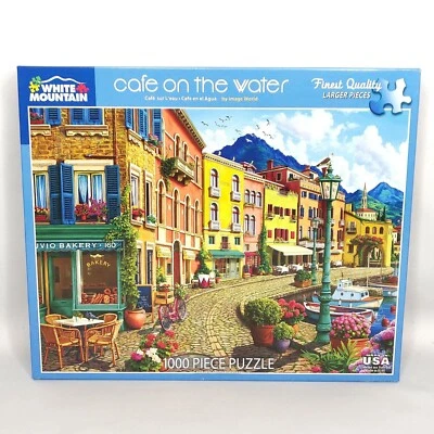 White Mountain Puzzle Café On The Water 1000 piezas Artículo #1522 24" x 30" Foto 1 de 2