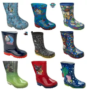 BOYS OFFICIAL CHARACTER WELLIES WELLINGTON RAIN SNOW WELLY BOOTS KIDS SIZE 5-2 - Picture 1 of 19