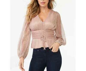 Sofia Jeans di Sofia Vergara top donna luccicante peplum con maniche lunghe - Foto 1 di 13
