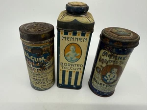 BABY POWDER MENNEN ANTIQUE TALC TALCUM TIN BATHROOM VANITY ADVERTISING MEDICINE - Picture 1 of 10