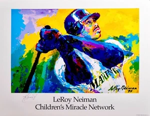 Impresión litográfica Ken Griffey Jr. de Leroy Neiman firmada a mano por Griffey - Imagen 1 de 4
