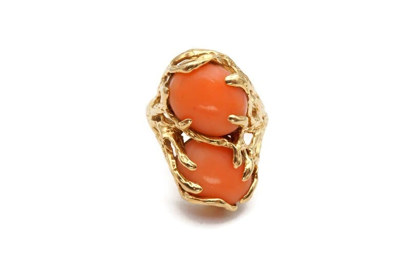 Anillo coral oro amarillo 14k talla 7,75 Foto 1 de 4