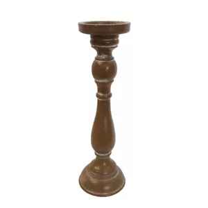 French Country Wooden Candle Stick Holder 37cm High Brown - Bild 1 von 1