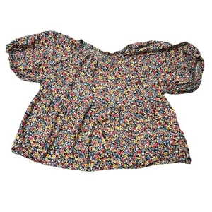 Old Navy Button Up Puff Sleeve Top Large Floral Cottage Prairie Western - Picture 1 of 4