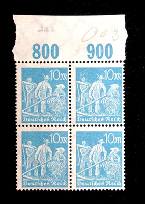 Germany Stamps Scott 222 Farmers 10 M 1922 Block of 4 Unused NG - Image 1 of 2
