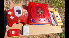 💙 SEGA Dreamcast HKT-3020 Home Console  💥 SEE THRU RED 💥  Custom🌟 glows ✨