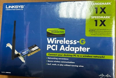 Linksys Wireless-G PCI Adapter with SpeedBooster WMP54GS -- NEW SEALED - Image 1 of 3