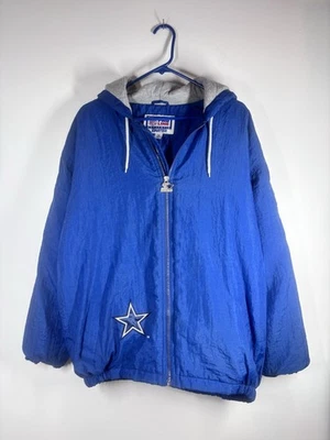 Jaqueta bordada vintage Dallas Cowboys Starter NFL Pro Line zíper completo média - Imagem 1 de 4