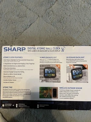 Despertador digital Sharp Atomic, parede digital autoajustada operada por bateria ou  - Imagem 1 de 2
