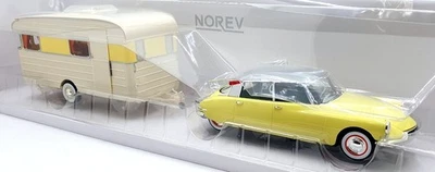 Norev 1/18 Scale 181762 - Citroen DS 19 1960 Yellow With Caravan Digue - Image 1 of 4