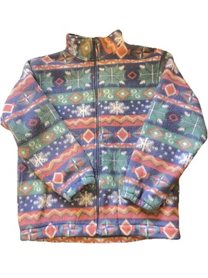 Vtg Alfred Dunner Winter Fair Isle Snowflake Christmas Cozy Fleece PS - Image 1 of 4