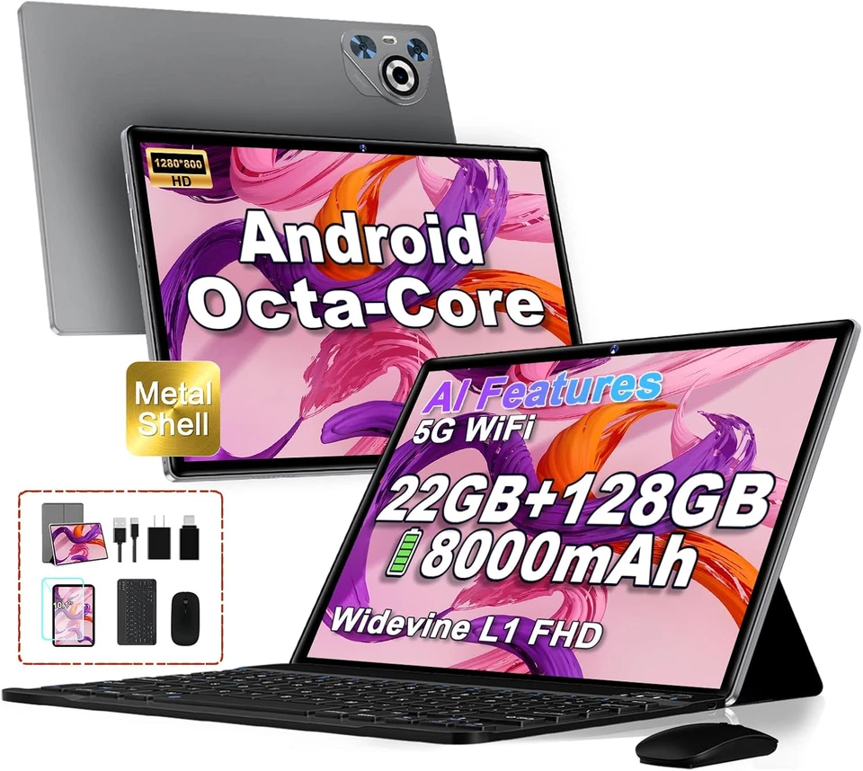 Tablette Android 14 10 pouces Octa Core 22Go RAM 128Go ROM écran IPS HD - Photo 1/4