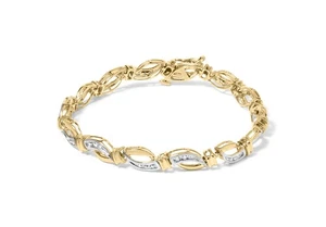 10K Yellow and White Gold 1/2 Cttw Channel Diamond Tennis Bracelet (H-I, I1-I2) - Picture 1 of 7