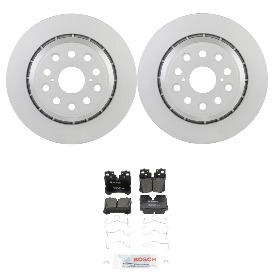 Kit de rotores traseros y pastillas de freno de disco de cerámica Bosch QuietCast para Lexus LS460 RWD Foto 1 de 1