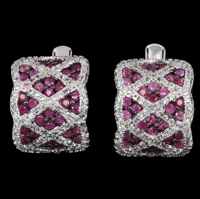 925 Orecchini Argento Sterling Rotondo Zaffiro Rosa Gemma Senza USA Import Tasse - Immagine 1 di 4