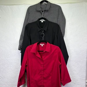 Coldwater Creek No Iron Long Sleeve Oxford Button Down Shirts Size XL (3) - Picture 1 of 13