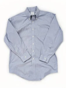 Brooks Brothers 1818 Classic Fit Blue Houndstooth L/S Men's Neck Size 15.5 - 32 - Picture 1 of 7