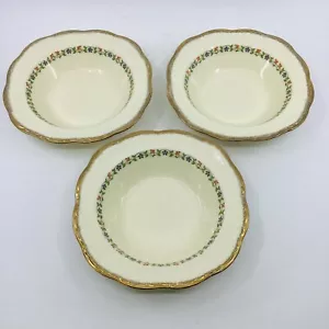 ALFRED MEAKIN ENGLAND MARIGOLD MARQUIS SHAPE SOUP BOWLS 18 K GOLD EDGE (3) - Picture 1 of 11
