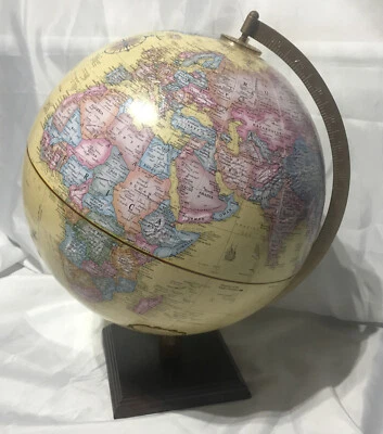 Globo de relieve elevado de 12 pulgadas de diámetro Replogle Globemaster de colección sobre base de madera Foto 1 de 4
