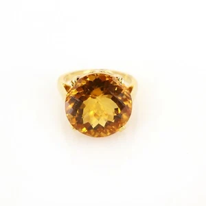 Citrine Gemstone Ring 18k Solid Yellow Gold Ring Women's Wedding Jewelry - Picture 1 of 4