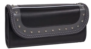 10" W x 5.75" H MOTORCYCLE PVC BRAIDED STUDDED TOOL BAG FOR YAMAHA - UD15 - Imagen 1 de 9