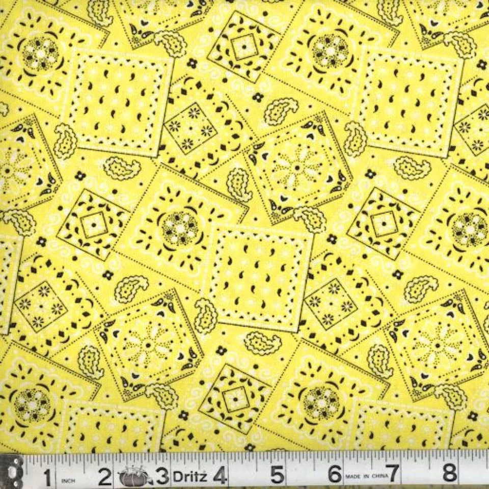 Blazin Bandana Yellow Cotton Craft Sewing Fabric by the Yard NEW - Image 1 of 1