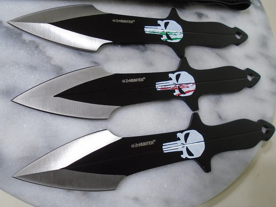 Z-Hunter Triple Punisher Throwing Knife 3pc Set Dual Edge Knives Full Tang 8" OA - Image 1 of 4