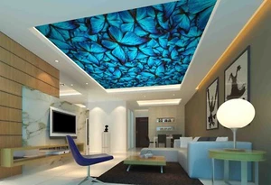 3D Blue Butterfly 74 Wall Paper Wall Print Decal Wall Deco AJ WALLPAPER Summer - Picture 1 of 5