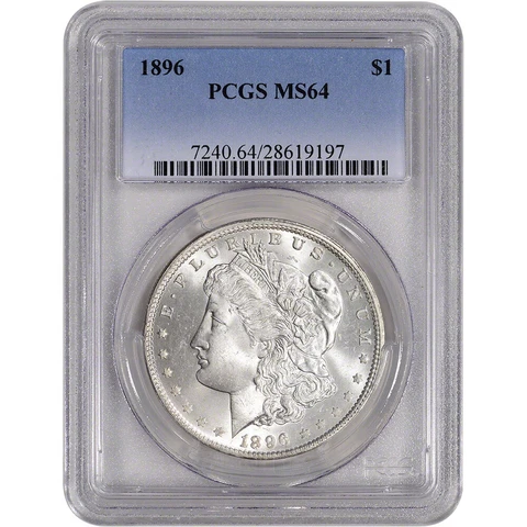 1896 US Morgan Silver Dollar $1 - PCGS MS64 Cover