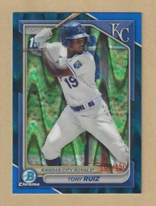 2024 1st Bowman Chrome TONY RUIZ RayWave Blue Refractor #BCP-80 Royals /150 RC - Picture 1 of 2