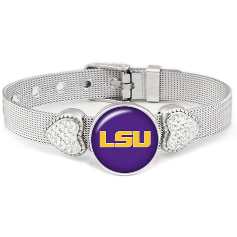 LSU Purple University Tigers Womens Adjust Silver Bracelet Jewelry Gift D26 Cover